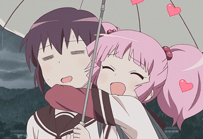 Girl With Pink Hair Holding Heart Umbrella GIF