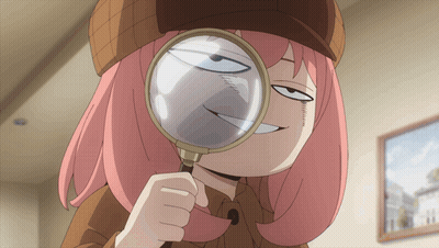 Girl With Pink Hair Holding Magnifying Glass GIF