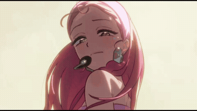Girl With Pink Hair Holding Microphone GIF