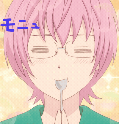 Girl With Pink Hair Holding Spoon In Mouth GIF