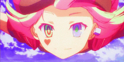 Girl With Pink Hair Holding Tablet With Butterfly GIF