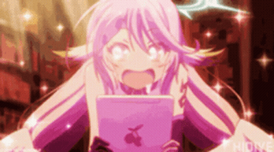 Girl With Pink Hair Holding Tablet With Butterfly GIF