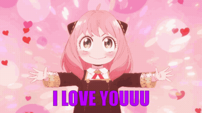 Girl With Pink Hair Hugging Saying I Love Youuu In Purple GIF