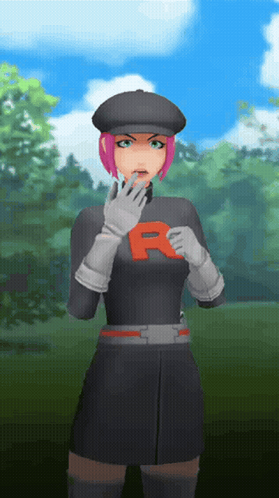 Girl With Pink Hair In Black Outfit With Red R GIF