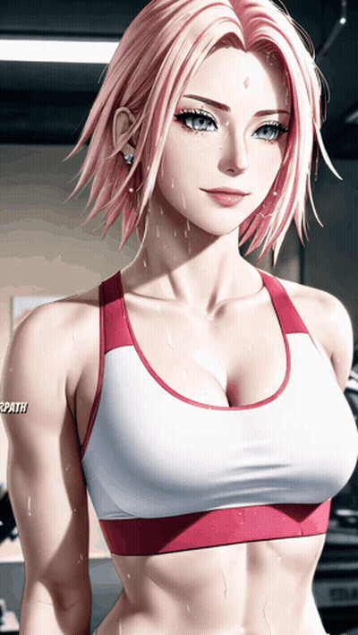 Girl With Pink Hair In Path Sports Bra GIF