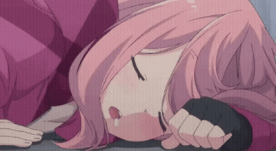 Girl With Pink Hair Laying On Floor Eyes Closed GIF