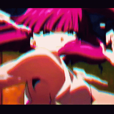 Girl With Pink Hair Making Peace Sign GIF
