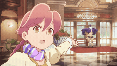 Girl With Pink Hair Pointing GIF