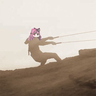 Girl With Pink Hair Pulling Rope GIF