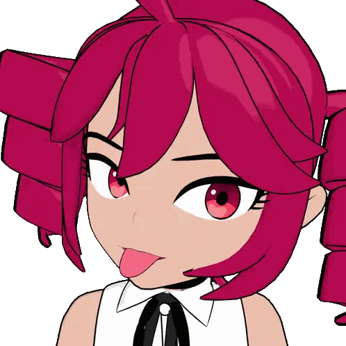 Girl With Pink Hair Red Eyes Tongue Out Sticker