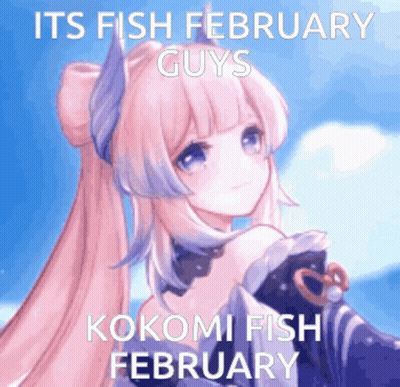 Girl With Pink Hair Saying It's Fish February Guys Kokomi GIF