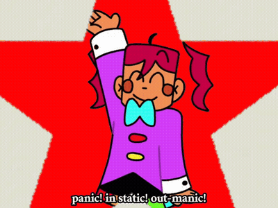 Girl With Pink Hair Says Panic In Static Out-Manic GIF
