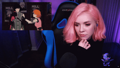 Girl With Pink Hair Sitting In Front Of Hill Screen GIF
