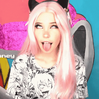 Girl With Pink Hair Sticking Tongue Out Wearing Honey Shirt GIF