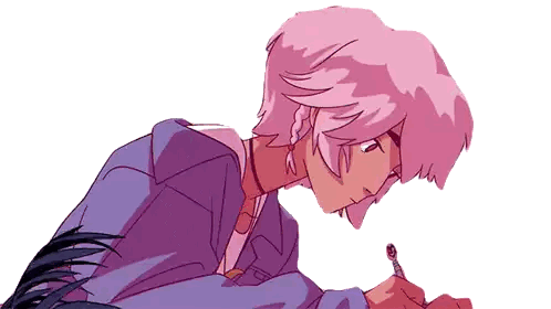 Girl With Pink Hair Writing Sticker