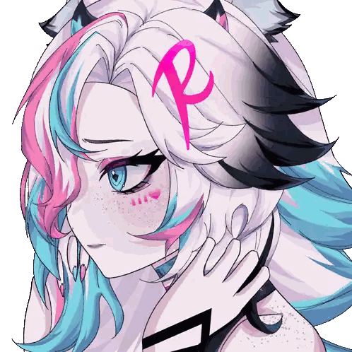 Girl With Pink R On Hair Sticker