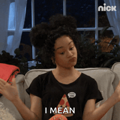 Girl With Pizza Slice On Shirt Saying I Mean GIF