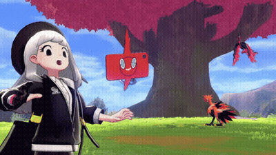 Girl With Pokemon Hanging From Tree GIF