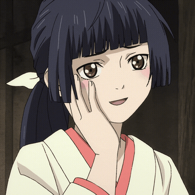 Girl With Ponytail And Hand On Cheek GIF
