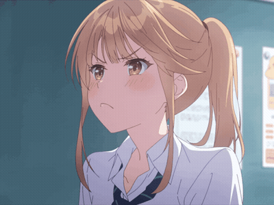 Girl With Ponytail Looking Angry GIF
