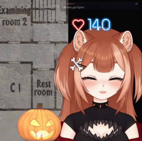 Girl With Pumpkin And 140 BPM On Chest GIF