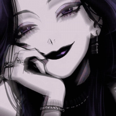 Girl With Purple Eyes And Black Lipstick GIF