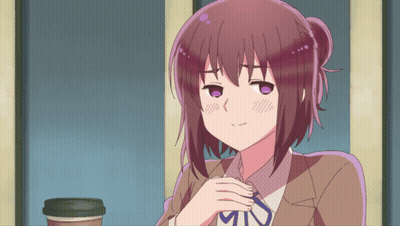 Girl With Purple Eyes And Coffee Cup GIF