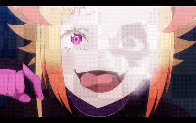 Girl With Purple Eyes And Orange Hair Making Funny Face GIF