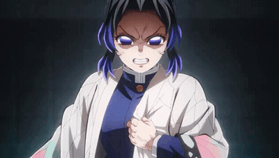 Girl With Purple Eyes Fist In Air Dark GIF