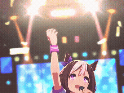 Girl With Purple Eyes Singing Into Microphone GIF