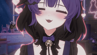 Girl With Purple Hair and Bell Around Neck