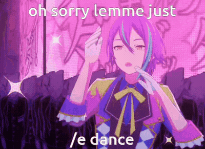 Girl With Purple Hair And Blue Eyes Dancing In Crowd GIF