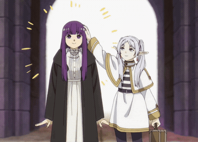 Girl With Purple Hair And Girl With White Hair Standing Together GIF