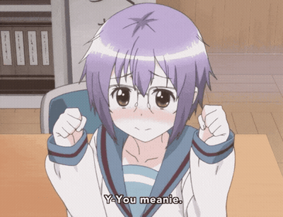 Girl With Purple Hair And Glasses Saying You Meanie GIF