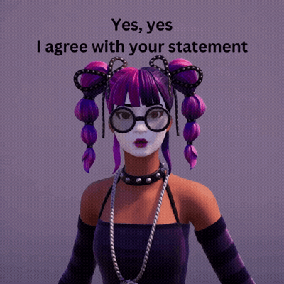 Girl With Purple Hair And Glasses Says Yes GIF