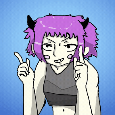 Girl With Purple Hair And Horns GIF