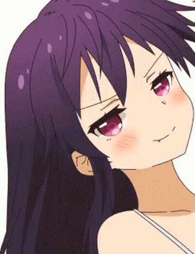 Girl With Purple Hair And Pink Eyes Looks Angry GIF
