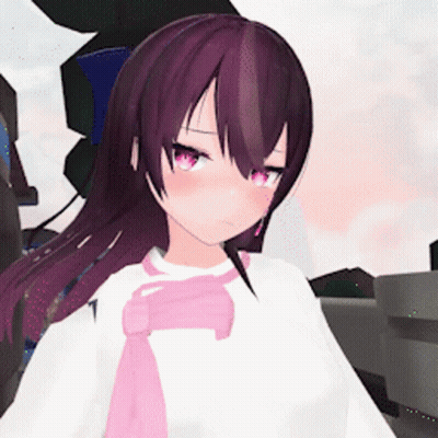 Girl With Purple Hair And Pink Scarf GIF