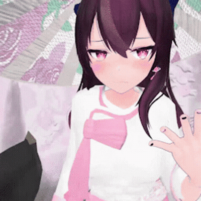 Girl With Purple Hair And Pink Tie GIF