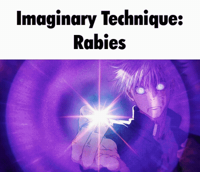 Girl With Purple Hair And Red Eyes Surrounded By Pink Hearts Saying Ably Get Rabies GIF