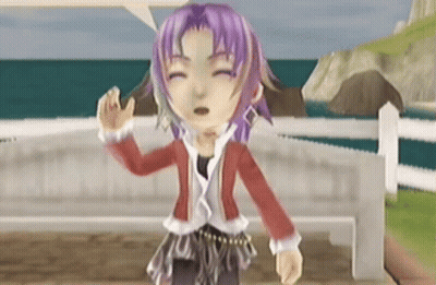 Girl With Purple Hair And Red Jacket Standing In Front Of Fence GIF