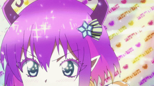 Girl With Purple Hair And U Letter GIF