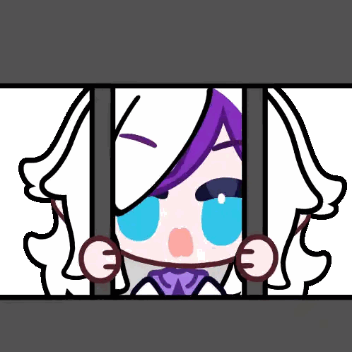 Girl With Purple Hair Behind Bars Sticker