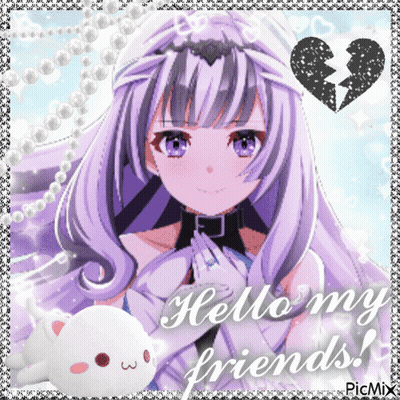 Girl With Purple Hair Broken Heart Says Hello My Friends GIF