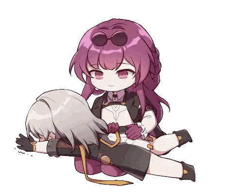 Girl With Purple Hair Carrying Friend Sticker