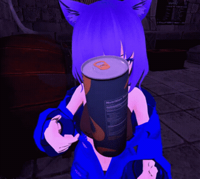 Girl With Purple Hair Holding Can GIF