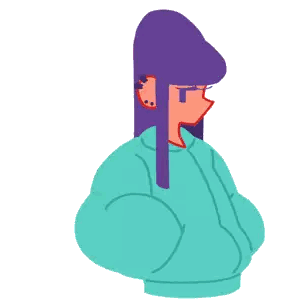 Girl With Purple Hair Holding Heart Sticker