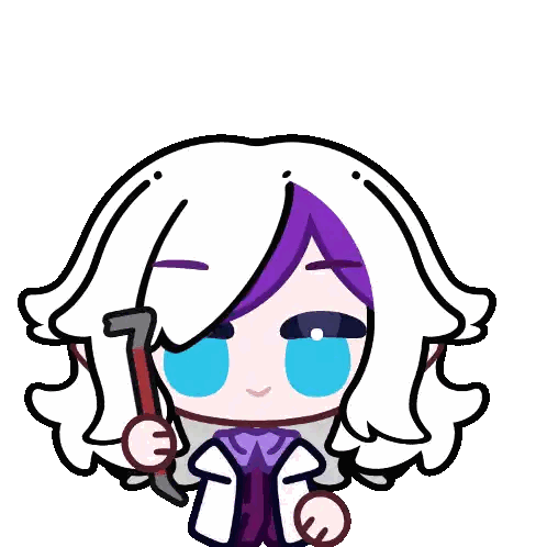 Girl With Purple Hair Holding Wrench Sticker