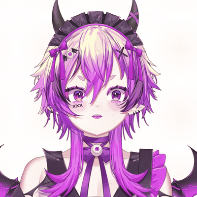 Girl With Purple Hair Horns And Face Tattoo GIF