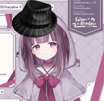 Girl With Purple Hair In Black Top Hat And Purple Cape GIF